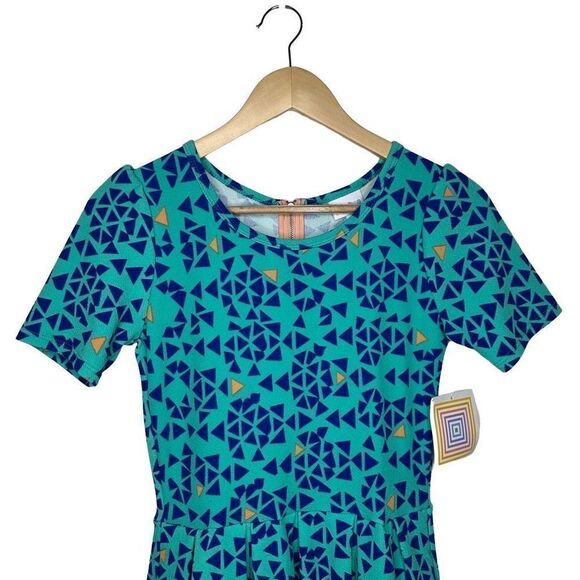 LuLaRoe Blue and Green Geometric Dress NWT - Picture 8 of 14